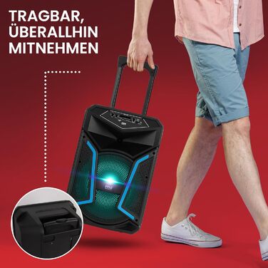 Портативна Bluetooth колонка Pyle 1680 Вт з мікрофоном, колесами та LED-підсвіткою для караоке та вечірок