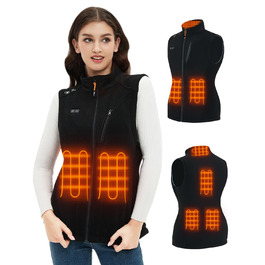 Тепла флісова жилетка з підігрівом для жінок Telguua з акумулятором 5V 10000mAh, 6 зон нагріву, 3 рівні температури, для кемпінгу, походів, сноубордингу, катання на лижах, чорна