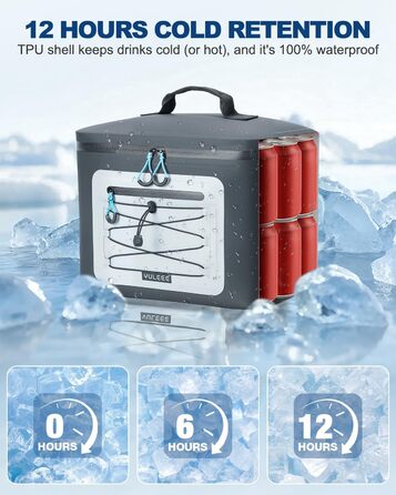 Чорна ізольована сумка-холодильник 24L для пікніка, пляжу, кемпінгу та транспортування продуктів