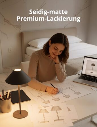 BOJIM 2 шт. LED настільна лампа з акумулятором, бездротова, USB, диммування, магнітна, IP54, для балкона/на вулицю (Антрацит)