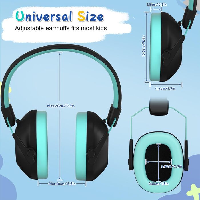 Захист вух для дітей: навушники від шуму для дітей з аутизмом, пасивний захист вух для школярів, регульовані навушники для концертів (чорний)