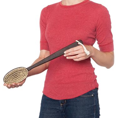 Back brush, 45cm, Thermo Wood, Brown, Suitable for all skin types, Deep cleansing, Gentle exfoliation, Soothing, Pore treatment, Cleansing