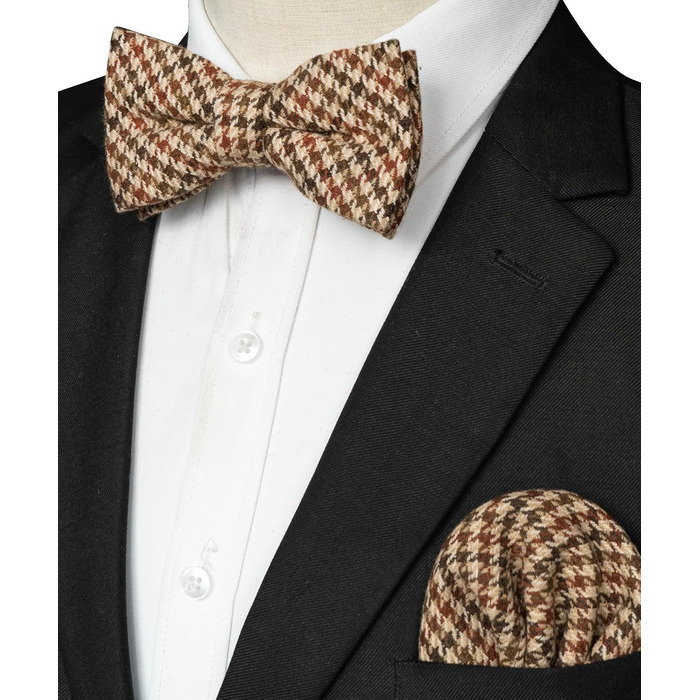 Метелик чоловічий JEMYGINS вовняний однотонний, з нагрудною хустинкою, для осені-зими, коричневий