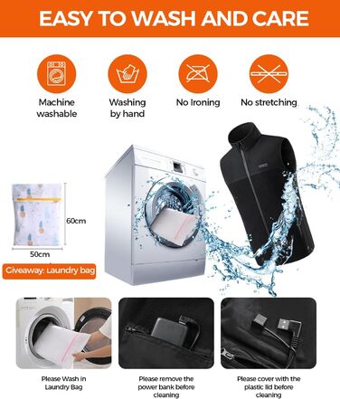 Електрична гріюча жилетка з флісу для чоловіків та жінок, 13 зон обігріву, 3 режими температури, Powerbank 10000mAh, Ritter, чорна