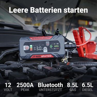 Пусковий пристрій (бустер) LOKITHOR JT400 Starter Powerbank 2500A з тестером акумулятора 100–2000 CCA