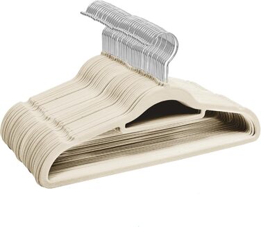 Набір велюрових вішалок для одягу, 50 шт. з органайзером для краваток, обертові гачки, кремовий колір