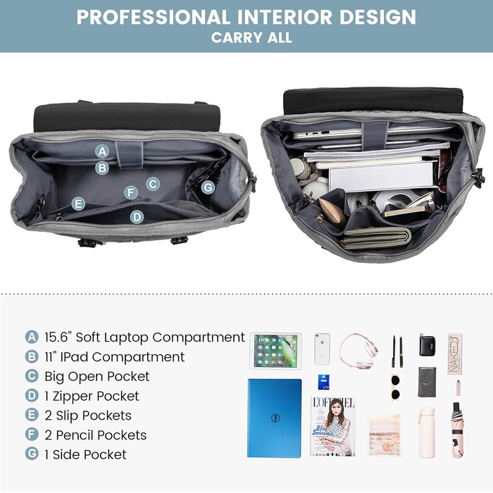 LOVEVOOK Рюкзак для жінок Елегантний 15.6 дюймів для ноутбука Водостійкий Шкільний рюкзак для дівчаток, підліток, рюкзак для жінок, рюкзак на кожен день, для університету, школи, подорожей, бізнесу (15.6 дюймів, Сірий, Чорний)