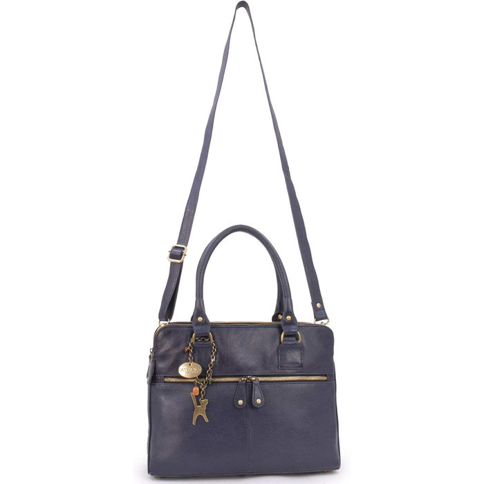 Сумка жіноча шкіряна Catwalk Collection Victoria (синя) - велика сумка-тоут через плече з відстібним ременем