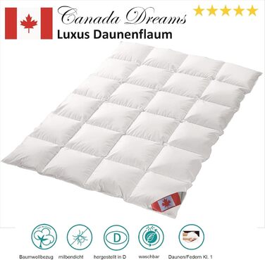 Ковдра пухова Canada Dreams, всесезонна, теплоізоляція 3, розмір 155x220 см, біла, люкс якість