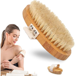 Щітка для тіла з довгим руків'ям, щітка для спини знімний руків'я, 2 головки, щітка для тіла для видалення, скрубер для спини у душі, натуральна щетина, для очищення тіла