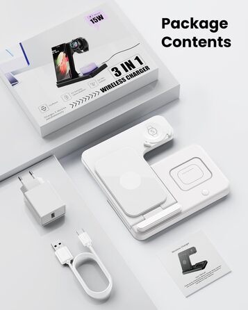 Зарядний пристрій GEEKERA 3-в-1: для Samsung Galaxy S25/S24/S23/S22, Galaxy Watch 8/7/6/5/4/3 та Galaxy Buds