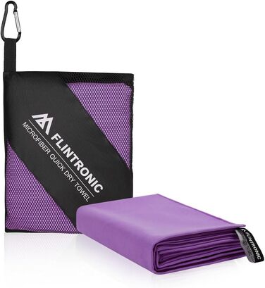 Рушник з мікрофібри Flintronic, 200x100 см: великий, швидковисихаючий, для спорту, подорожей, пляжу, сауни (фіолетовий)