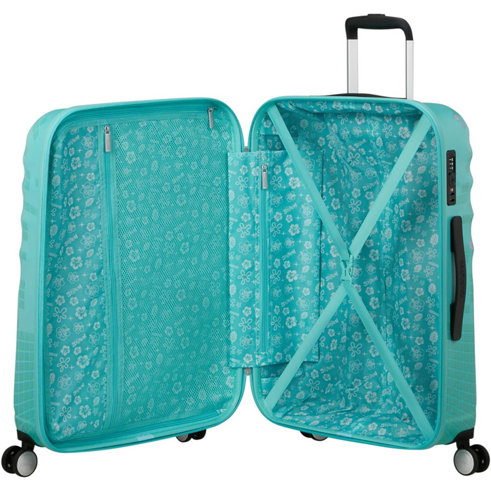 Чемодан American Tourister Wavebreaker Disney FL Spinner L, 77 см, 96 л, коліщата, матова поверхня, Disney Stitch Flower