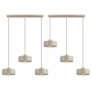 Підвісна лампа LEDLUX бежева, металева, 3xE27 із золотистими деталями