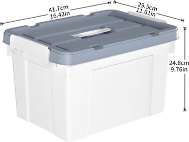 Cetomo 20L*3 Plastic Storage Box with Durable Lid and Safety Closure, Stackable and Nestable, 3-Pack, White