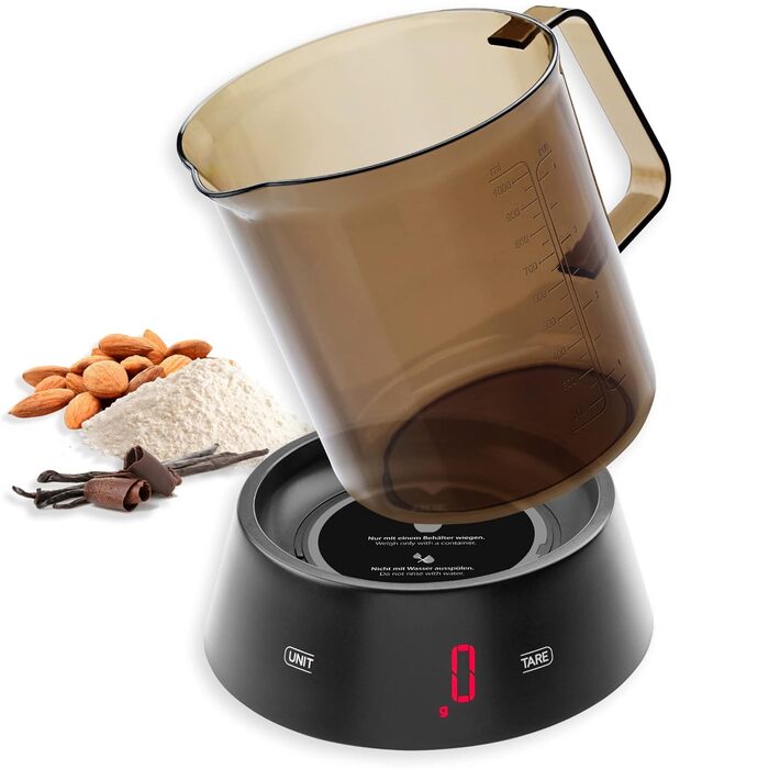 Digital Measuring Cup Scale | Dishwasher-Safe Measuring Cup with Weighing Station | 1 L and max. 3 kg