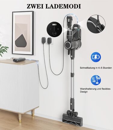 Бездротовий акумуляторний пилосос - вертикальний, без мішка, для тварин та килимів. Вертикальний пилосос з зарядною станцією