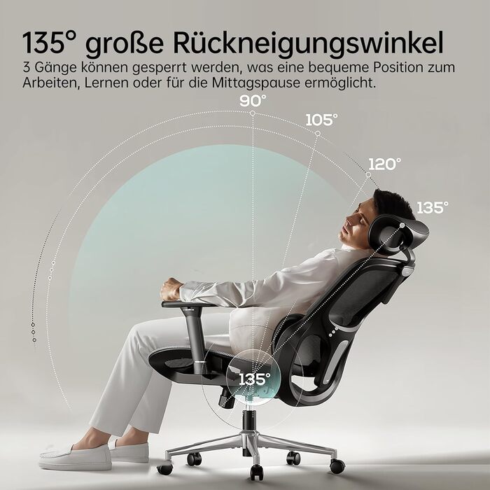 Hbada P2 Air Ergonomic Office Chair with 3D Lumbar Support, Adjustable Mesh Chair, 3D Armrests, Headrest & Comfortable Seat - Home Office Desk Chair, Black