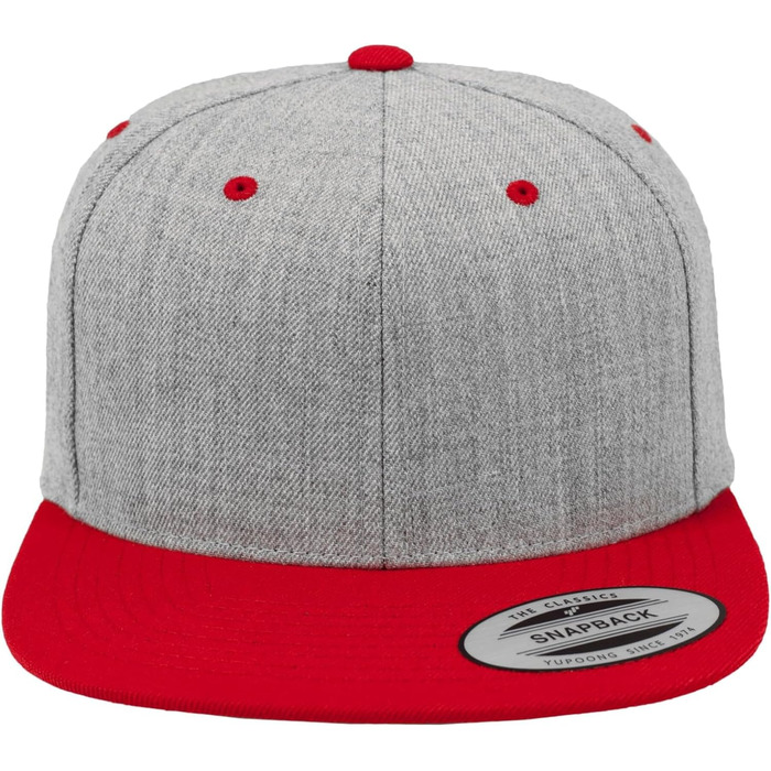 Кепка бейсболка Flexfit Unisex Classic Snapback двоколірна універсального розміру heather/Red
