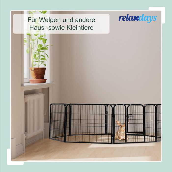 Вольєр для цуценят Relaxdays: чорний, XL, 100 x 76,5 x 235 см