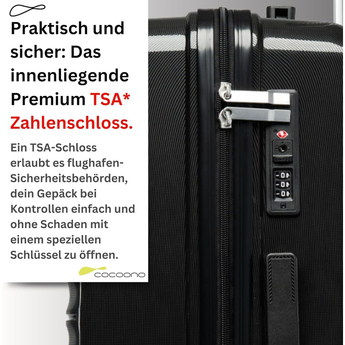 Чорний великий валіза-тролі з TSA замком, 100 літрів, з жорсткою оболонкою, SET