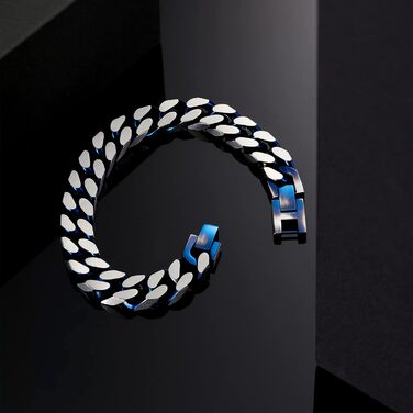 Чоловічий браслет Lucky2+7 з ланцюжком у стилі Куба, срібно-чорний, з нержавіючої сталі