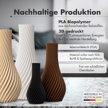 Ваза NATUMO Design 'Longi' – сучасна декоративна ваза з міцного пластику, 18 см, бежева