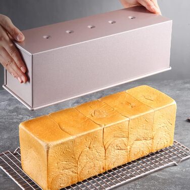 Форма для випікання хліба та тостів CANDeal, 1200 г, з кришкою, для тіста, кексу, хліба, метал