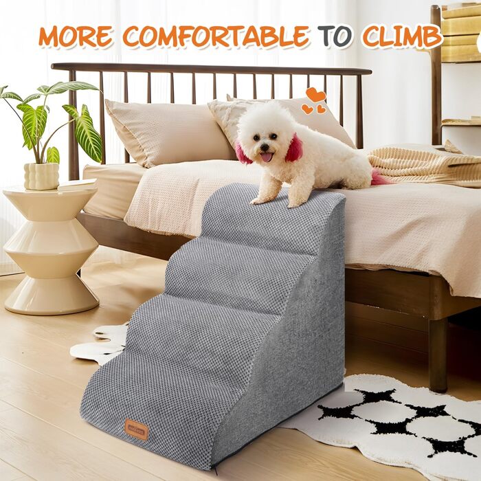 Східці для собак Nobleza – 4 сходинки, гумовий матеріал, ролик для шерсті, ідеально для маленьких собак