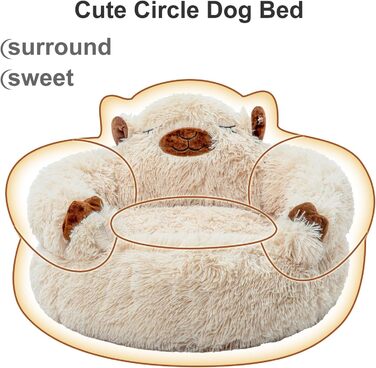 Fluffy Camel-Shaped Dog Bed, Donut Dog Bed for Small Dogs, Orthopedic Dog Bed Size L (69 x 69 x 36 cm), Washable Dog Bed, Indoor Dog House, Camel