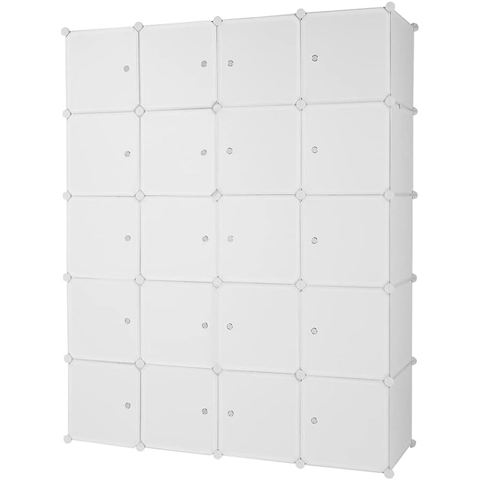 Regal system, 10 dice, plastic wardrobe with doors, modular cabinet for space-saving storage, 70 x 45 x 175 cm, white door & black cabinet. Storage for clothing, shoes etc. (140 x 45 x 175 cm, White-2)