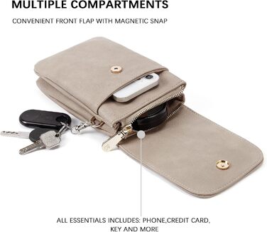 Сумка-клатч BOSTANTEN Klein через плече для телефону, сіра PU шкіра, жіноча, з гаманцем