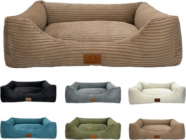 Ортопедичне ліжко для собак Elropet з м'якого корду, кошик для собак, XS/S/M/L/XL/XXL, Оливковий, Капучино