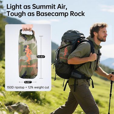FREE SOLDIER Camo Tarp - 3m x 3.2m Waterproof Shelter - Ultralight Tent Footprint, UV Protection, Camping Sun Shade