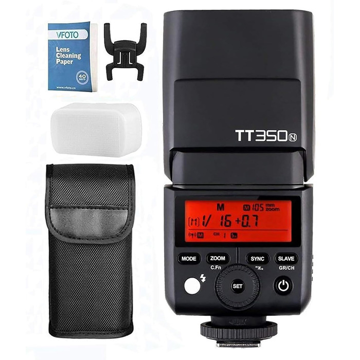 Спалах Godox TT350N для Canon - TTL, 2.4G, HSS 1/8000s, GN36, сумісний з 6D, 7D, 50D, 60D, 500D, 550D, 600D, 650D, 1000D, 1100D, 1DX, 580EX II, 5D Mark II III