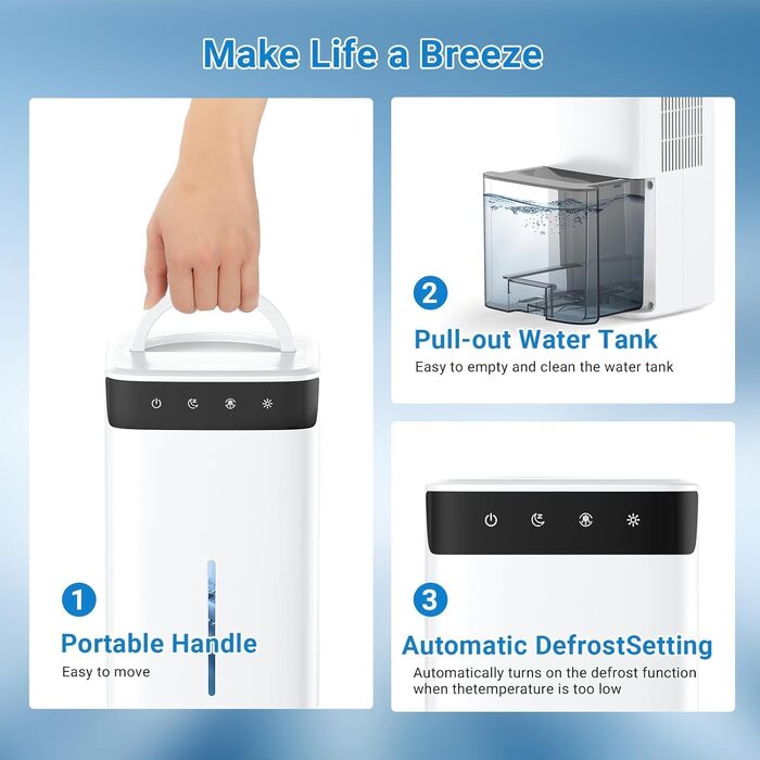 Зволожувач повітря 2600 мл з нічним підсвічуванням, тихий, для спальні, ванної кімнати, шафи та гардеробу