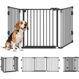 Захисне ґратка для собак PawHut - відбійник для дому, 3 панелі, чорний (202.5 x 76 см)