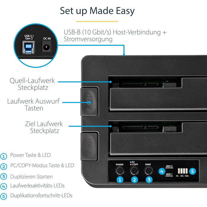 Дублікатор жорстких дисків StarTech.com USB 3.1 (10Gbps) Standalone HDD Docking Station, SDOCK2U313R