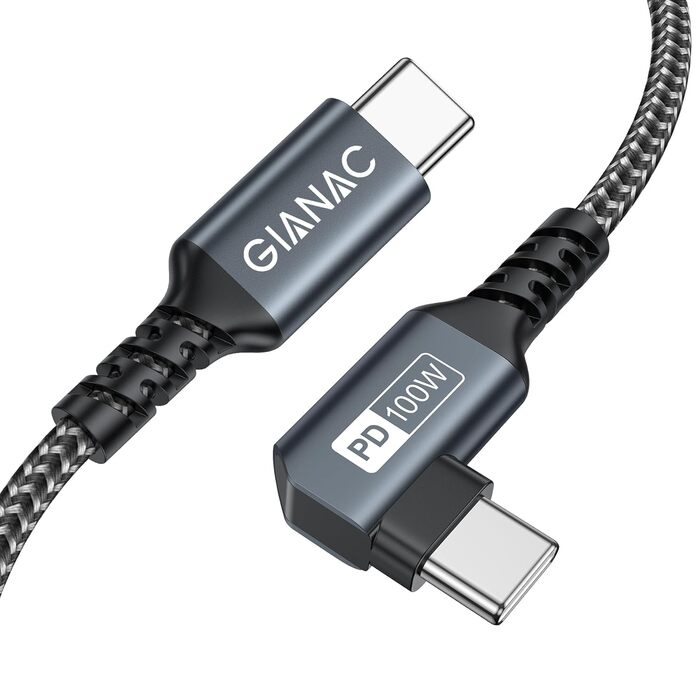 Кабель USB-C на USB-C 3м, 100W, 90° з E-Mark для Macbook, iPad, Samsung, Huawei