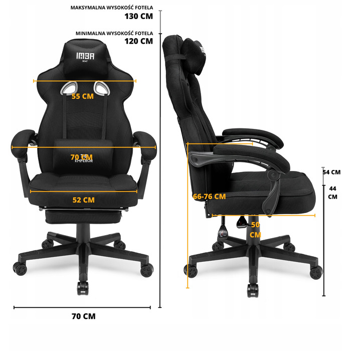 Ігрове крісло IMBA seat Emperor, тканина, чорне