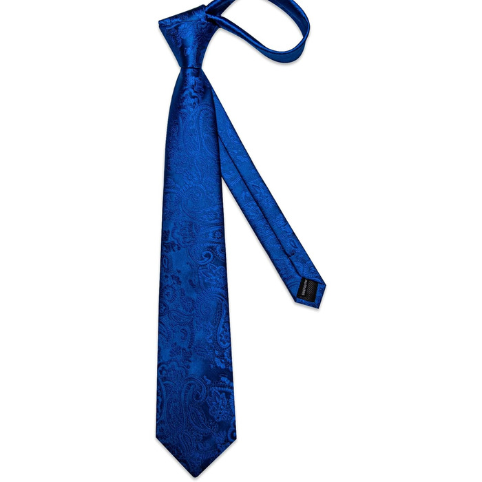 Набір аксесуарів для чоловіків: краватка з візерунком павароччі, кишеньковий хустинка, краватки-кліпси, затискачі для краваток, застібка для краватки, 5 шт. (Королівський синій)