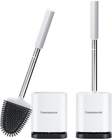 Набір щіток для унітазу Fowooyeen: силіконові, настінні, без свердління, 2 шт. (білий матовий)