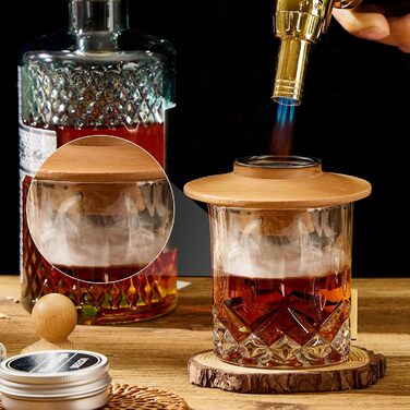 Набір для копчення коктейлів та віскі – 6 видів деревини, ліхтарик, генератор диму – без бутану (продається окремо), класичний набір