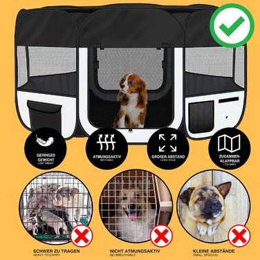All Pets United Playpen - Large Pet Enclosure for Dogs, Cats, Rabbits & Small Animals - Indoor/Outdoor Use (Black & Beige)