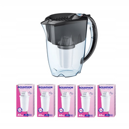 Фільтруючий глечик Aquaphor Prestige 2.8 л з 6 картриджами A5 Mg, чорний