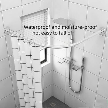 Штанга для душу без свердління, L-подібна, регульована, з нержавіючої сталі, для ванної кімнати та гардеробної (75-95 x 75-95 см), срібна