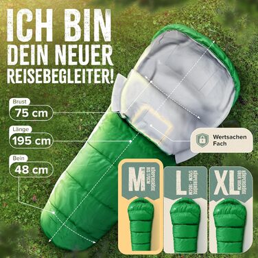 Спальник Schafsack Outdoor I - теплий, 300GSM, 1700г, для весни, осені та зими (-5°C до 10°C), M-X, зелений