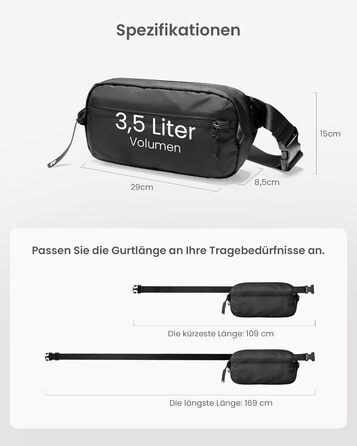 tomtoc Anti-Diebstahl Sling Bag 3,5L: Сумка на плече, через тіло, чорна, RFID-захист, для Switch, iPad mini, EDC, подорожі