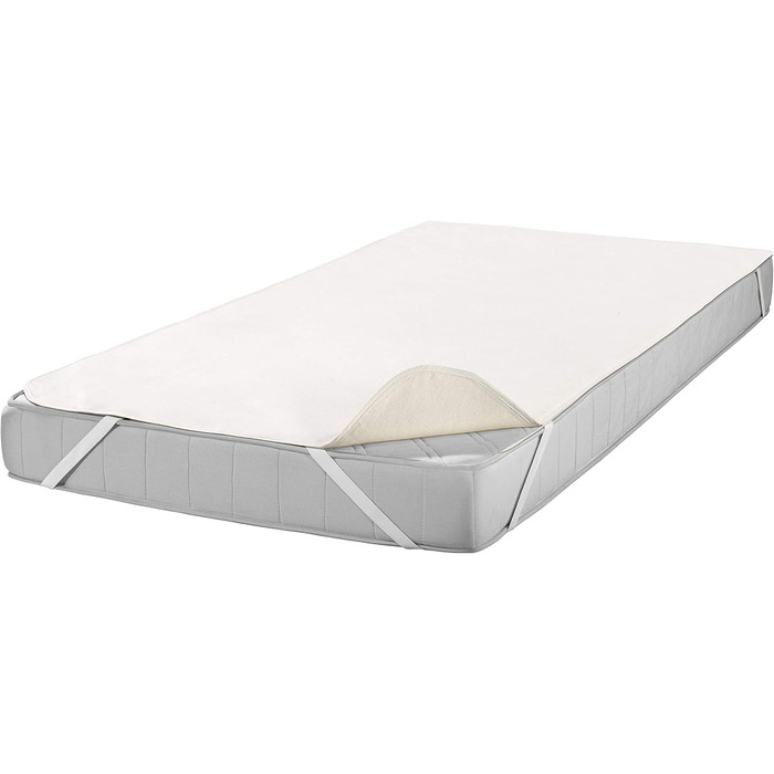 SETEX Kalmuck Mattress Protector, 180 x 200 cm large mattress cover, corner elastic bands, 100% cotton, Classic, Raw White, Natural