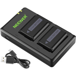 NEEWER NP-FW50 Зарядний комплект акумуляторів для камер Sony (2 шт., 1100mAh, Micro USB)